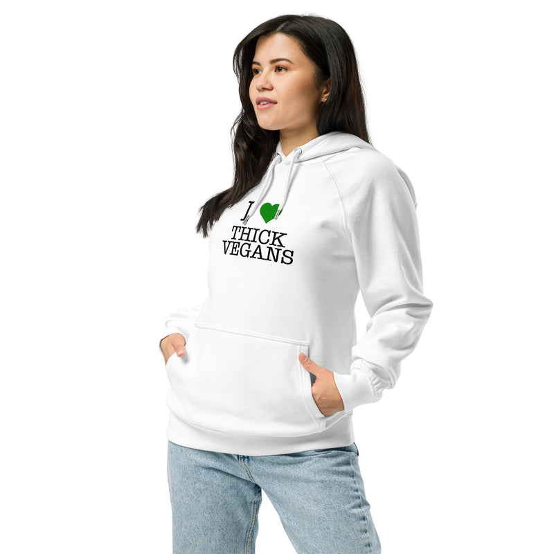 Unisex Eco Raglan Hoodie with White Design