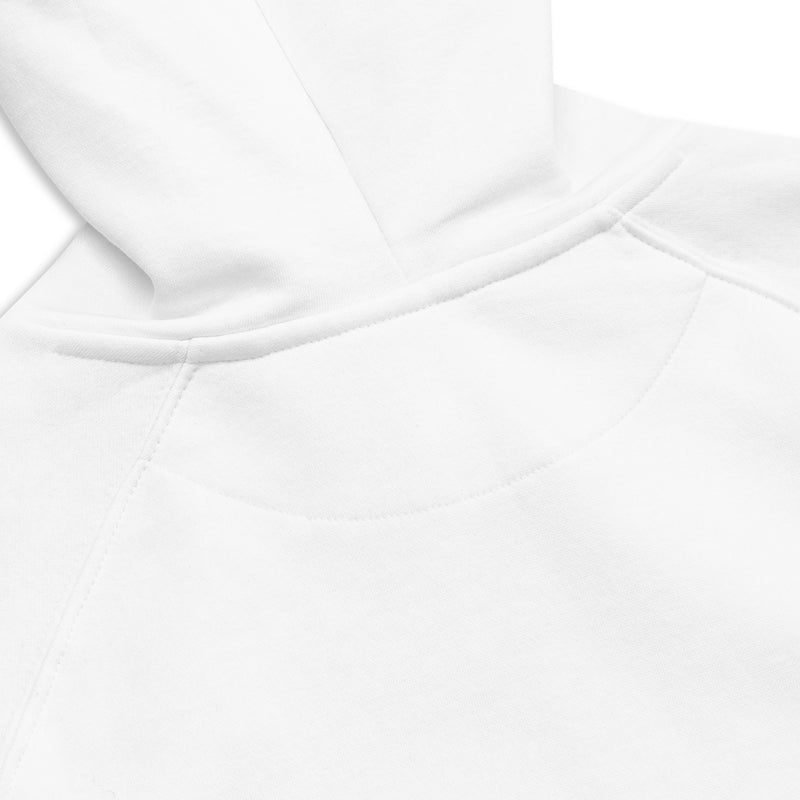 Unisex Eco Raglan Hoodie with White Design